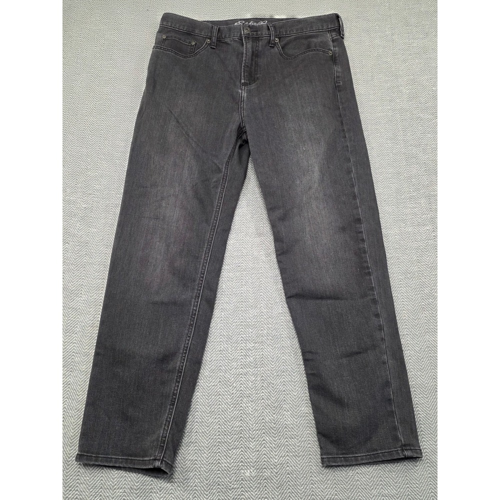 Eddie Bauer Womens 8 Boyfriend High Rise Ankle Jeans Grey Washed Black Stretch